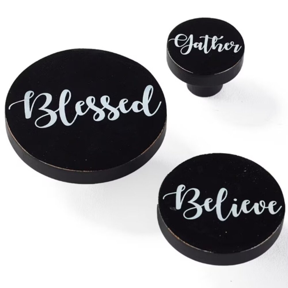 Sentiment Decorative Wall Hooks "Blessed, Gather, Believe"